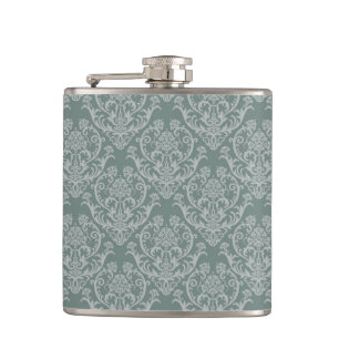 Green floral wallpaper hip flask
