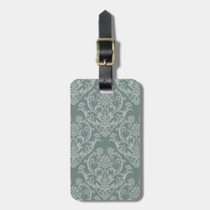 Green floral wallpaper luggage tag
