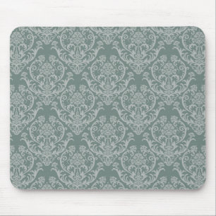 Green floral wallpaper mouse mat