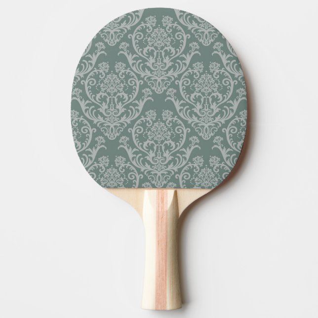 Green floral wallpaper ping pong paddle (Front)