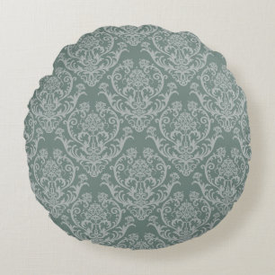 Green floral wallpaper round cushion