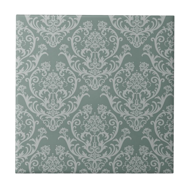 Green floral wallpaper tile (Front)