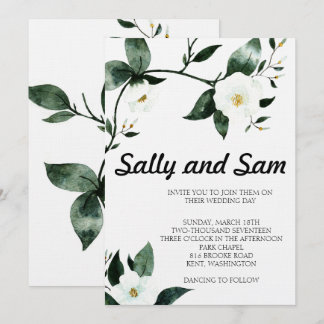 Green Floral Watercolor Invitation