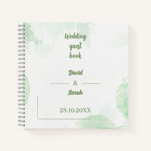 Green Floral Watercolor Personalised Wedding Guest Notebook