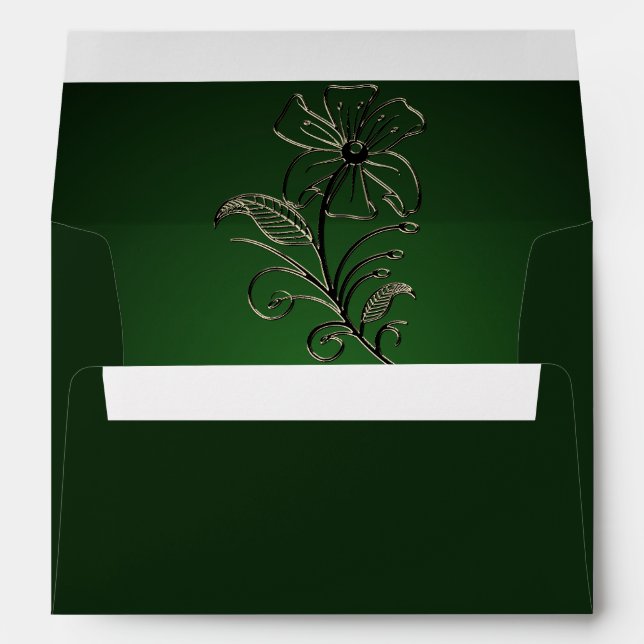 Green Floral Wedding Envelope (Back (Bottom))