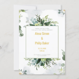 Green Floral Wedding  Invitation