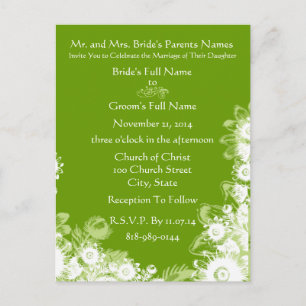 Green Floral Wedding Invitations