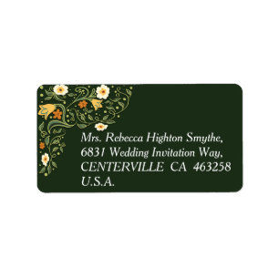 Green Floral Wedding Label