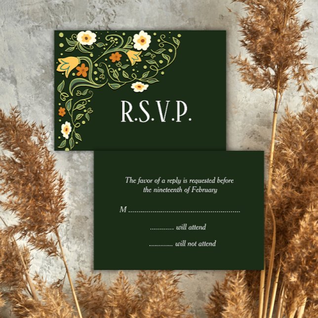 Green Floral Wedding RSVP (Creator Uploaded)