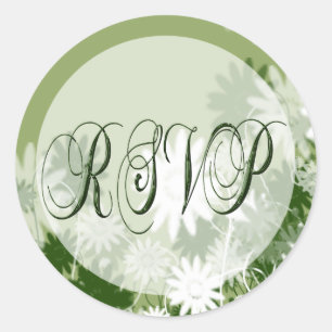 Green Floral Wedding RSVP Seal
