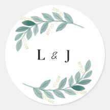 Green Floral Wedding Sticker