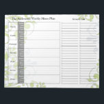 Green Floral Weekly Personalised Menu Plan Notepad<br><div class="desc">You can personalise the name on this handy green floral personalised weekly menu plan calendar tear away notepad. Just fill it in each week and then tear it away to get to the next blank week. It includes meal planning for the whole week and a section to write out your...</div>