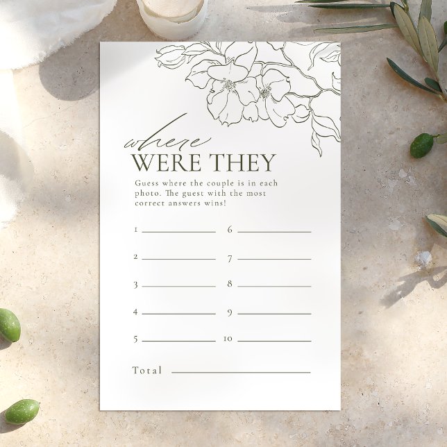 Green floral where were they bridal shower game (Green floral where were they bridal shower game)