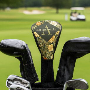 Green Floral William Morris Elegant Monogram Golf Head Cover