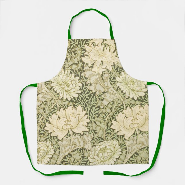 Green Floral Wm Morris Design Apron (Front)