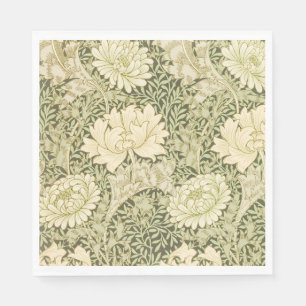Green Floral Wm Morris Design Napkin
