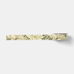 Green Floral Wm Morris Design Satin Ribbon