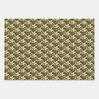 Green Floral Wrapping Paper Sheet