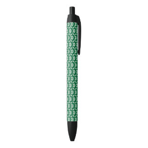 Green floral zigzag black ink pen