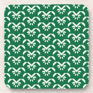 Green floral zigzag coaster