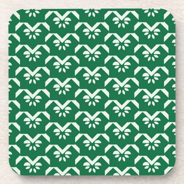 Green floral zigzag coaster (Front)