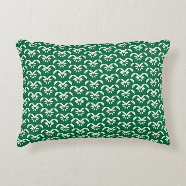 Green floral zigzag decorative cushion (Front)