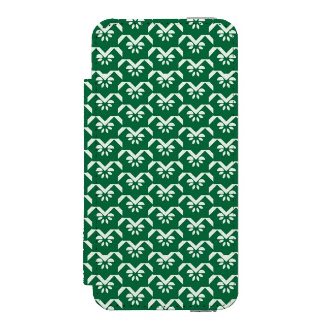 Green floral zigzag incipio iPhone wallet case (Folio Front)