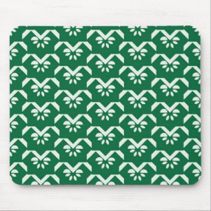 Green floral zigzag mouse mat