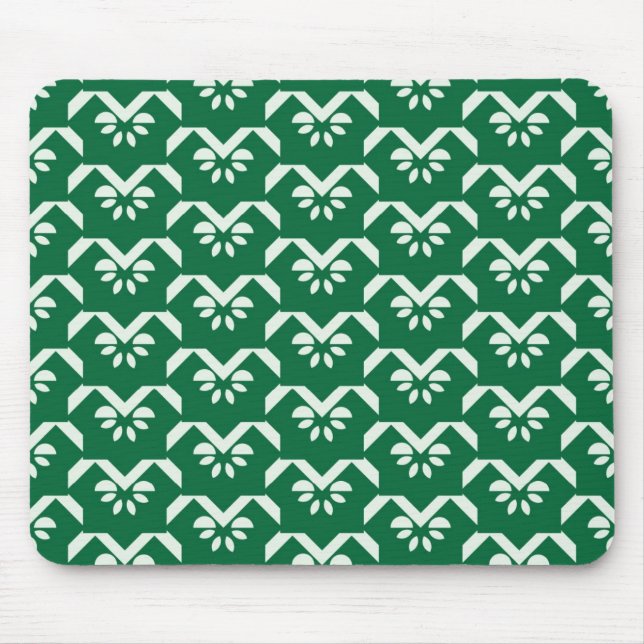 Green floral zigzag mouse mat (Front)