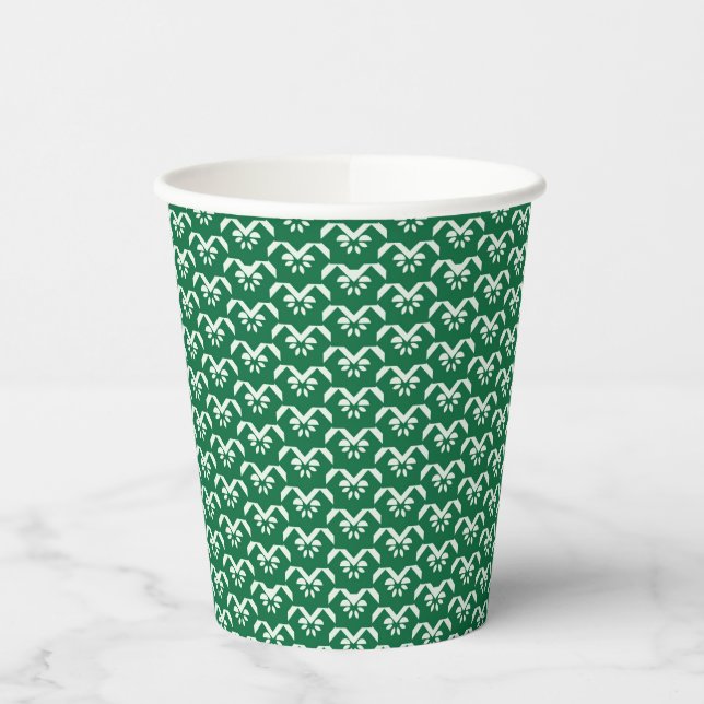 Green floral zigzag paper cups (Left)