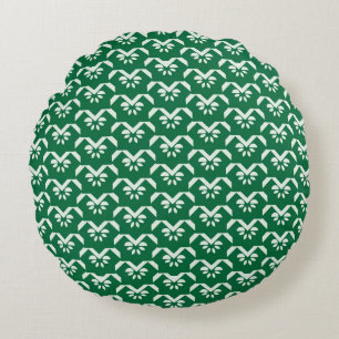 Green floral zigzag round cushion