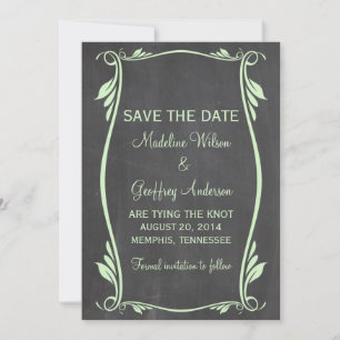 Green Flourish Chalkboard Save the Date Invite