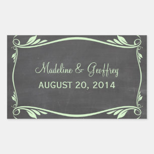 Green Flourish Chalkboard Wedding Stickers