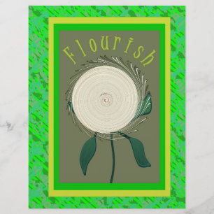 Green Flourish Flower Bulk Scrapbook Paper Pages