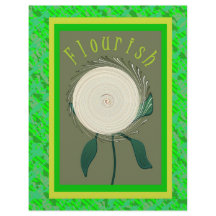 Green Flourish Flower Scrapbook Paper 2-Sided Page