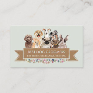 Green Flower Arrow PetSitter dogs Business Card