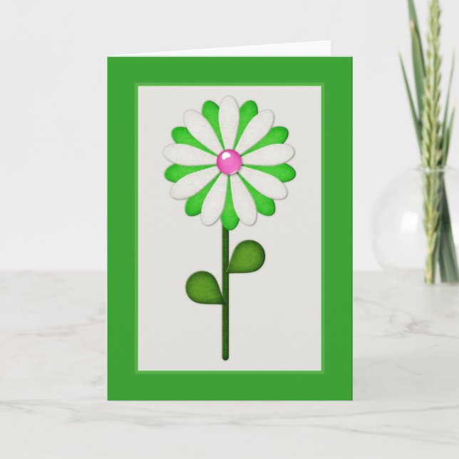 Green Flower d2 Spring Season Blank Greeting Card (Front)