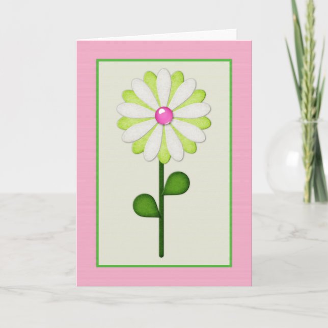 Green Flower d5 Spring Season Blank Greeting Card (Front)