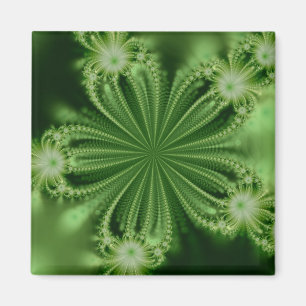 Green Flower Fractal Magnet