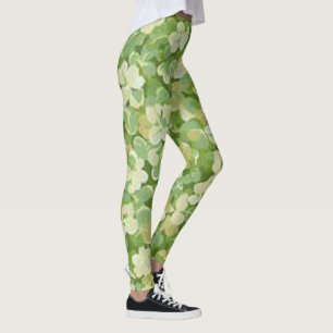 Green Flower Garden Leggings