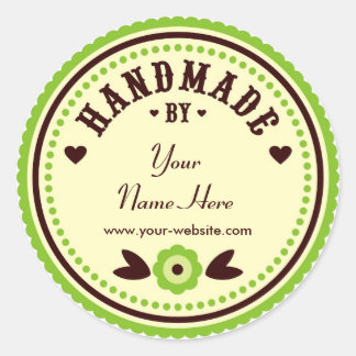 Green Flower Handmade By Personalised Stickers