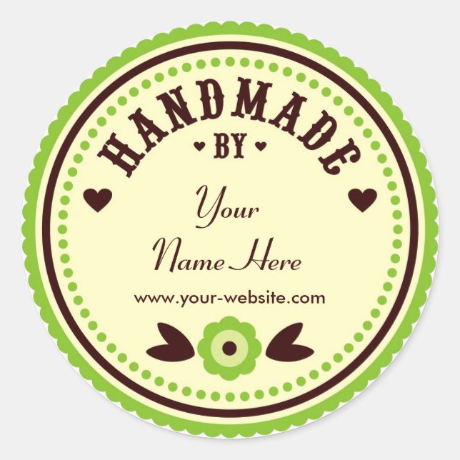 Green Flower Handmade By Personalised Stickers (Front)