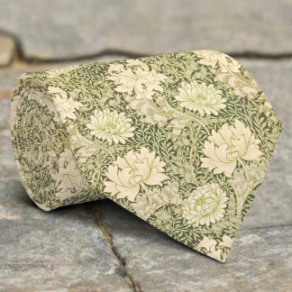 Green Flower Illustration Floral Christmas Pattern Tie