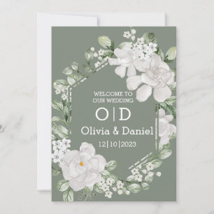 Green Flower Invitation Wedding Card