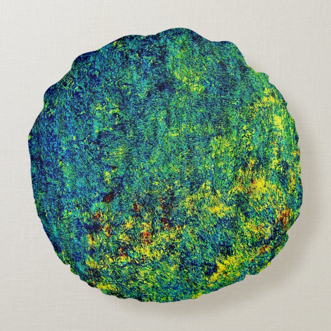 Green Flower,Polyester Throw Pillow Round Pillow (Back)