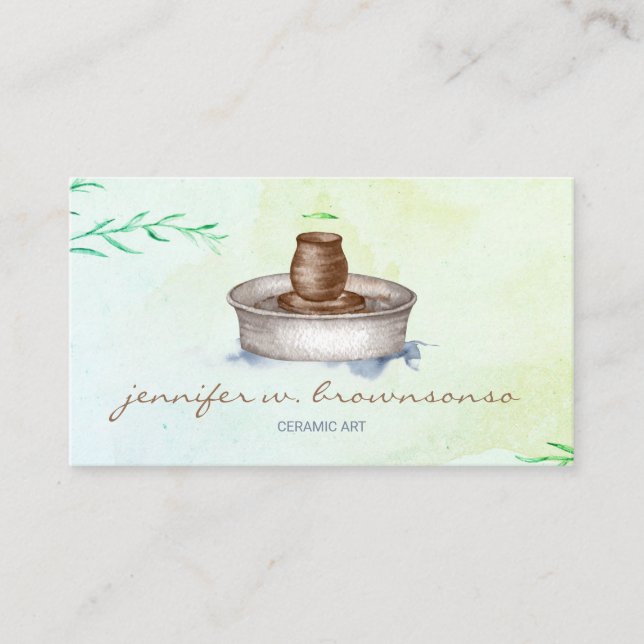 Green Flower Pottery Ceramic Artist Tool sculpture Business Card (Front)