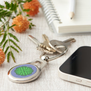 Green Flower Ribbon by Kenneth Yoncich Key Ring