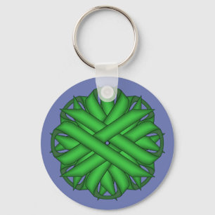 Green Flower Ribbon by Kenneth Yoncich Key Ring