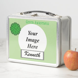 Green Flower Ribbon by Kenneth Yoncich Metal Lunch Box