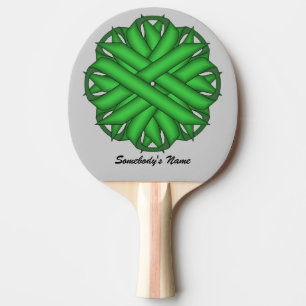 Green Flower Ribbon by Kenneth Yoncich Ping Pong Paddle